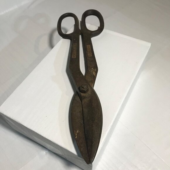 Vintage Forged Steel 12.”  Heavy-Duty Tin Snips Scissors - Picture 3 of 7